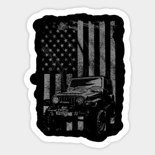 Vintage US Flag Jeeps Shirt - Jeeps Enthusiast T Shirt Sticker